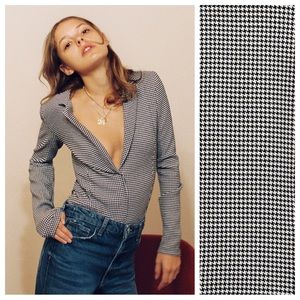 Zara Black and White Houndstooth Bodysuit